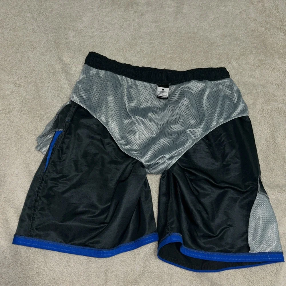 Nike Men's Swim Shorts Gray Mesh Lined Large Blue Stripe‎
